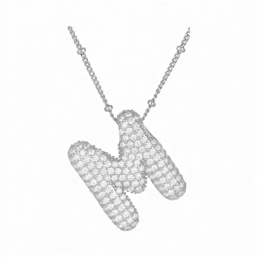 Elegant Chunky M Silver Initial Pendant Necklace